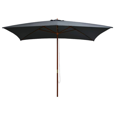 Parasol ogrodowy na drewnianym słupku, 200x300 cm, antracytowy