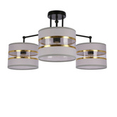 Lampa sufitowa czarny 3xE27 abażur biały + złoty Andy 33-00514