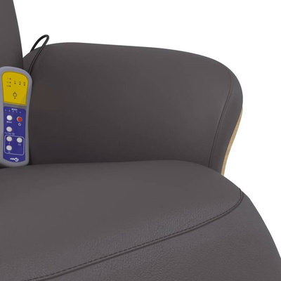 vidaXL Rozkładany fotel masujący z podnóżkiem, szary, sztuczna skóra