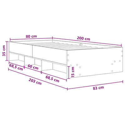 Ramka łóżka Betonowy szary 80 x 200 cm Drewno inżynieryjne