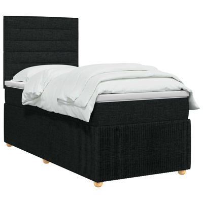 Łóżko z box spring LED z materacem Czarny 90 x 200 cm tkanina