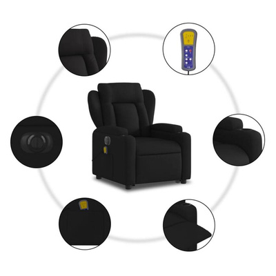 vidaXL Podnoszony fotel masujący, elektryczny, rozkładany, czarny