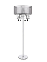 Lampa podłogowa chromowa / czarna z kryształkami Sottile Candellux 53-73945