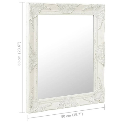 vidaXL Lustro ścienne w stylu barokowym, 50x60 cm, białe
