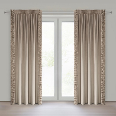 Zasłona Roses ciemnobeżowa 140x270