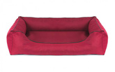 Legowisko dla psa Sofa Valencia Standard w kolorze czerwonym z czarnym wykończeniem Rozmiar: M - 80 x 60 cm