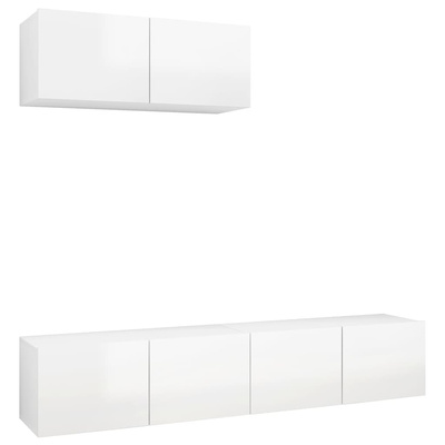 vidaXL Szafki telewizyjne, 3 szt., białe z połyskiem