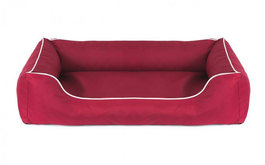 Legowisko dla psa Sofa Valencia Standard w kolorze czerwonym z białym wykończeniem Rozmiar: S - 65 x 50 cm
