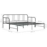 Sofa z wysuwaną ramą łóżka, szara, metalowa, 90x200 cm wariant 4