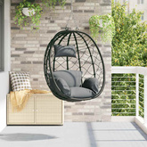Wiszące krzesło jajo Antracyt 91,5 x 54,5 x 107 cm polirattan