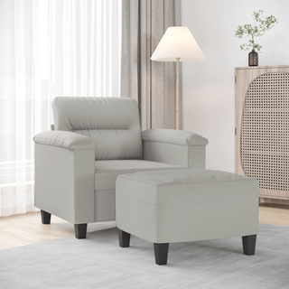 vidaXL Fotel z podnóżkiem, jasnoszary, 60 cm, obity mikrofibrą