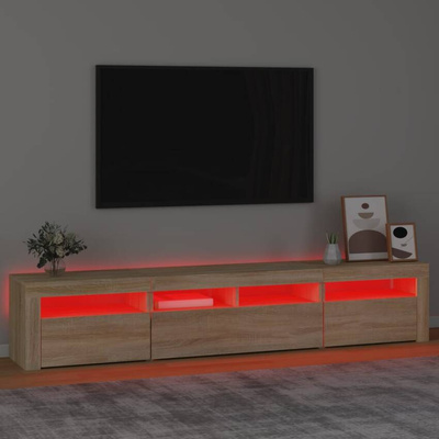 vidaXL Szafka pod TV z oświetleniem LED, dąb sonoma, 210x35x40 cm