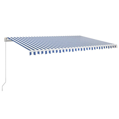 Ręcznie zwijana markiza z LED, 500x350 cm, niebiesko-biała