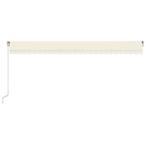 Ręcznie zwijana markiza z LED, 600 x 300 cm, kremowa