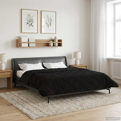 Letni Kołdra Czarny 200 x 220 cm Mikrofibra i Fleece Teddy