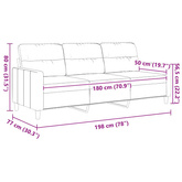 Sofa 3-osobowa, winna czerwień, 180 cm,tapicerowana tkaniną