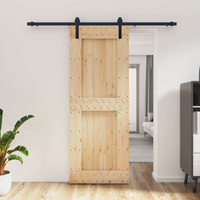 Drzwi przesuwne Naturalny i czarny 80 x 210 cm
