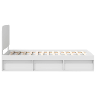 Ramka łóżka Z zagłówkiem Biały 100 x 200 cm Lite drewno sosnowe