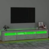 vidaXL Szafka pod TV z oświetleniem LED, szarość betonu, 210x35x40 cm