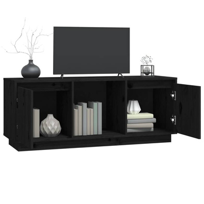 vidaXL Szafka pod TV, czarna, 110,5x35x44 cm, lite drewno sosnowe