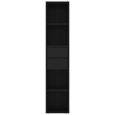 Szafka na książki, czarna, 36x30x171cm, materiał drewnopochodny