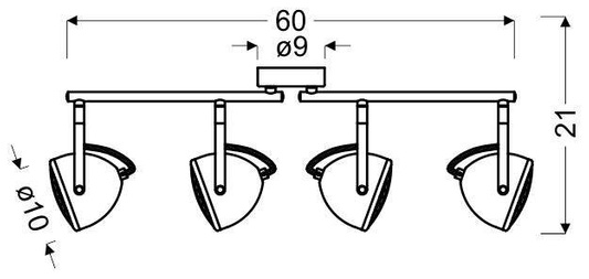 Lampa ścienna listwa 4X50W GU10 betonowy szary PENT 94-68071
