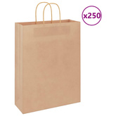 Torby papierowe 250 szt. z uchwytami Brązowe 32x12x42 cm