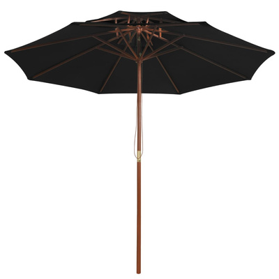 Parasol ogrodowy z dwupoziomową czaszą, czarny, 270 cm