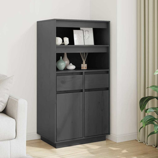 Szafka, szara, 60x40x116,5 cm, lite drewno sosnowe