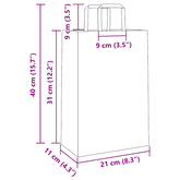 Torby papierowe 250 szt. z uchwytami białe 21x11x31 cm