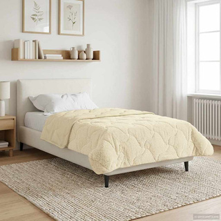 Zimowa Kołdra Kremowy 135 x 200 cm Mikrofibra i Fleece Teddy