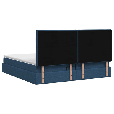 Łóżko ottoman z materacem niebieski 200 x 200 cm tkanina