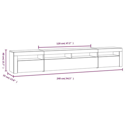 vidaXL Szafka pod TV z oświetleniem LED, biała, 240x35x40 cm