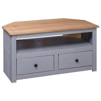 vidaXL Narożna szafka pod TV, szara, 93x49x49 cm, sosna, seria Panama