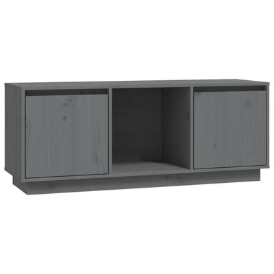 vidaXL Szafka pod TV, szara, 110,5x35x44 cm, lite drewno sosnowe