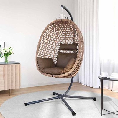Wiszące krzesło jajo kawowy 104 x 100 x 191 cm polirattan