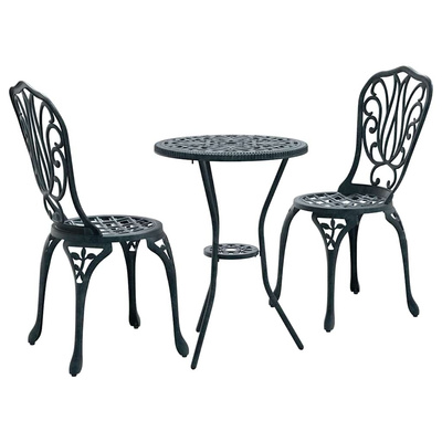 Zestaw Bistro Ogrodowego 3 szt. Zielony Aluminium