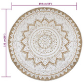 vidaXL Dywan pleciony z juty z nadrukiem, 150 cm, okrągły