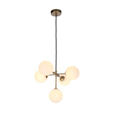 Lampa wisząca mosiądz mleczny klosz kulka 5x28W Mati Candellux 35-73778