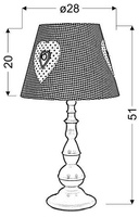Lampka nocna Sweet biało-różowa z abażurem 51 cm