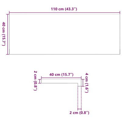 Parapety 2 szt., surowe, 110x40x2 cm, lite drewno dębowe