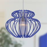 Lampa wisząca Imperia niebieska pojedyncza do jadalni nad stół E27