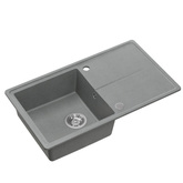 Zlewozmywak granitowy TONY 111 – jednokomorowy, wpuszczany, silver stone/elementy stalowe, Quadron