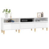 vidaXL Szafka pod TV, wysoki połysk, biała, 150x30x44,5 cm