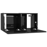 vidaXL Szafka wisząca pod TV, wysoki połysk, czarna, 60x30x30 cm