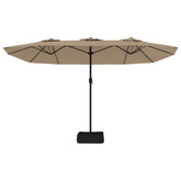Podwójny parasol ogrodowy z LED, kolor taupe, 449x245 cm