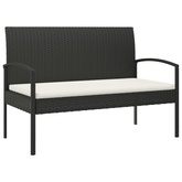 Ławka ogrodowa z poduszką, czarna, 105 cm, polirattan
