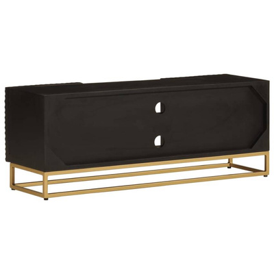 vidaXL Szafka pod TV, czarna, 110x30x40 cm, lite drewno mango i żelazo