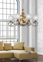 Lampa wisząca żyrandoł chrom/złoty 8x40W regulowany Denis Candellux 38-23469