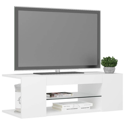 vidaXL Szafka pod TV z oświetleniem LED, biała, 90x39x30 cm